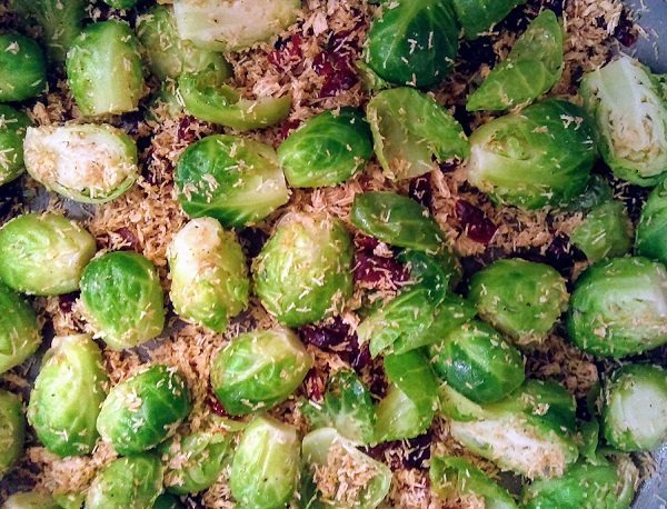 Brussels sprouts with shredded wheat