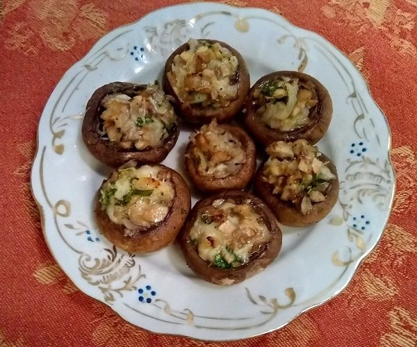 stuffed mushrooms on the plate