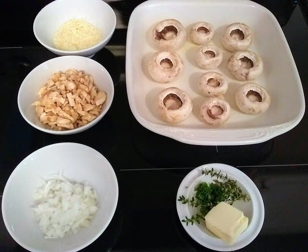 ingredients for stuffed mushrooms - all chopped and ready