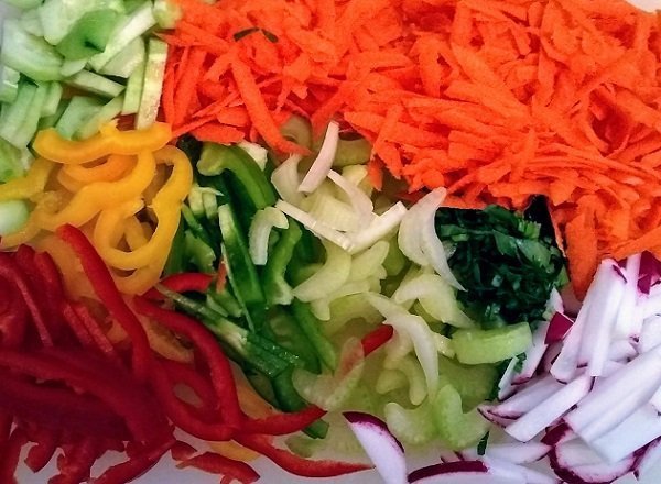 vegetables for festive coleslaw
