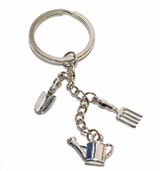 presents for gardeners - key chain with garden tool charms