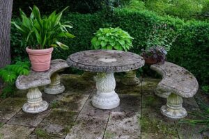stone garden bench to beautify your garden, patio, backyard