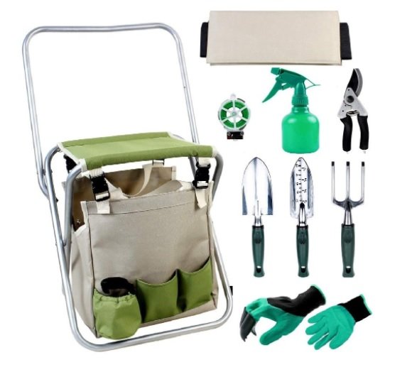 garden tool set with chair