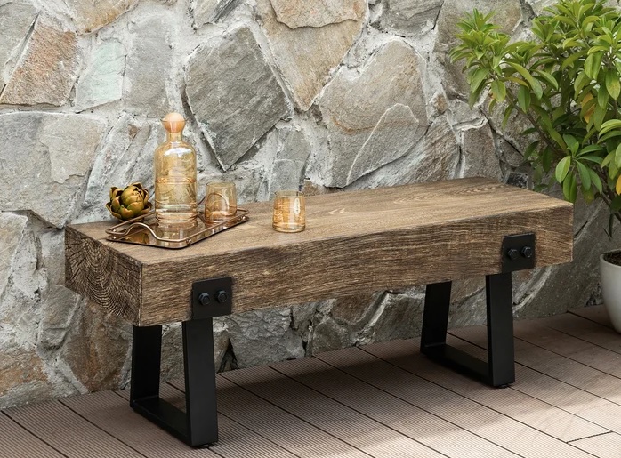 wood-look concrete bench