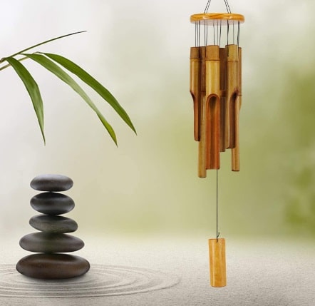 wooden wind chimes made of bamboo
