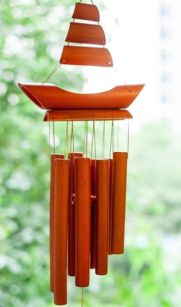 boat unique hand-crafted wooden bamboo wind chimes
