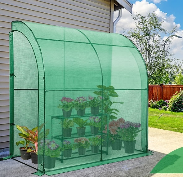 walk in lean to wall greenhouse for narrow side yard